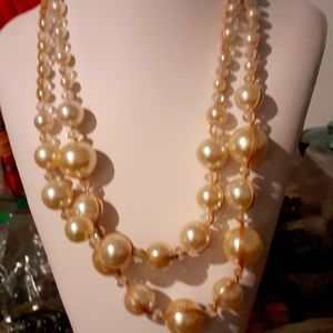Vintage crystal white pearl necklace beads
